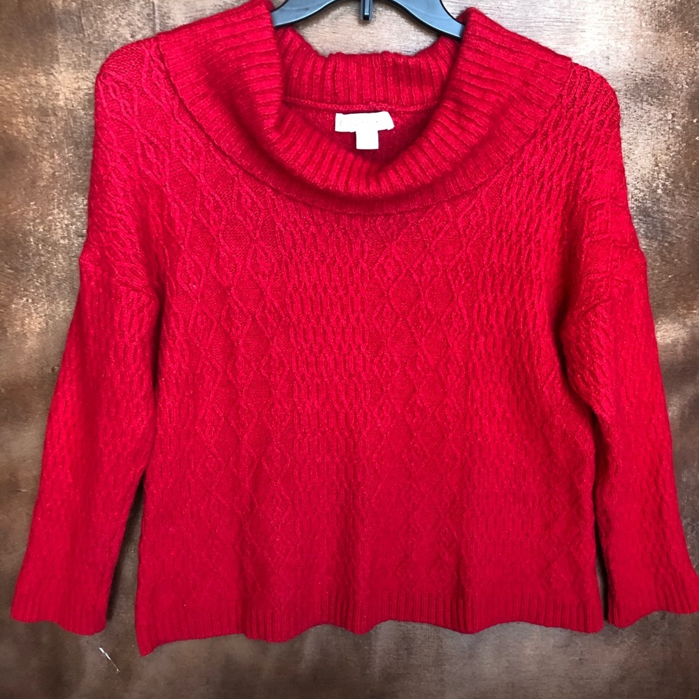 Red Coldwater Creek cowl neck sweater